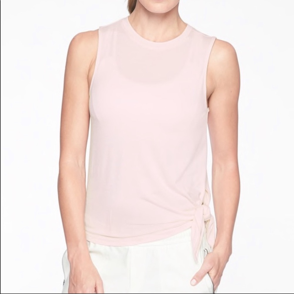 Athleta Cloudlight Asym Side Tie Pink Tank Small